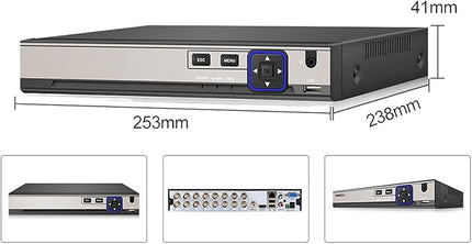 16CH 5M-N/1080N Full High Definition Hybrid for AHD/TVI/CVI/Analog/IP DVR H.265 CCTV Video Recorder P2P Remote Phone Monitoring for Home Security Surveillance System Camera (NO HDD) XENOCAM