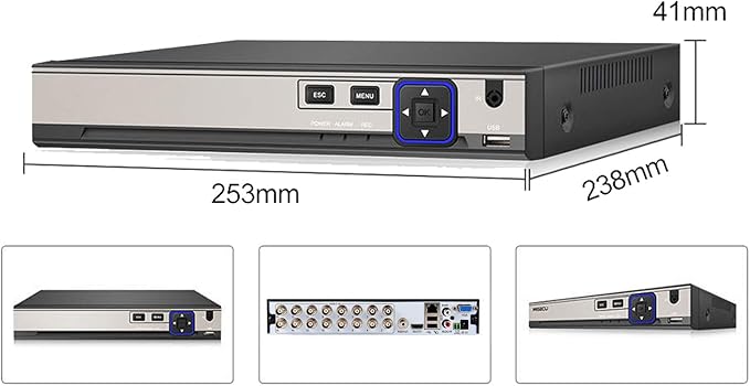 16CH 5M-N/1080N Full High Definition Hybrid for AHD/TVI/CVI/Analog/IP DVR H.265 CCTV Video Recorder P2P Remote Phone Monitoring for Home Security Surveillance System Camera (NO HDD) XENOCAM