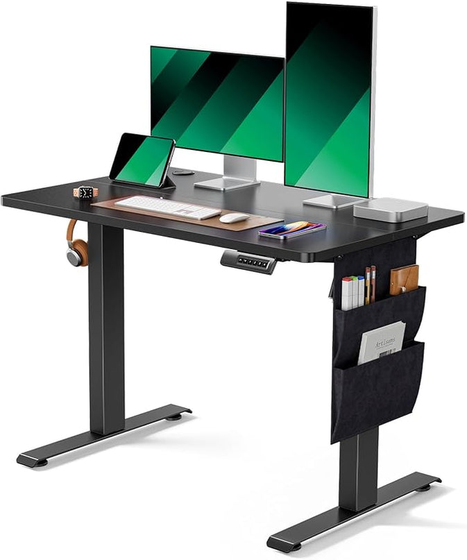 Marsail Standing Desk Adjustable Height, 40x24 Inch Electric Standing Desk with Storage Bag, Stand up Desk for Home Office Computer Desk Memory Preset with Headphone Hook - LeafyLoom
