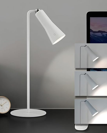 Wireless Rechargeable Desk Lamp LED Cordless Table Light Adjustable Direction Home Touch Table lamp 3 Brightness Eye-Caring Sensitive Control Bedside Light Removable Ambiance for Office Home Study - LeafyLoom