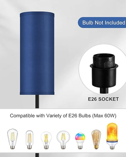 BoostArea Floor Lamps for Living Room, Modern Blue Floor Lamp, LED Corner Floor Lamp with Linen LampShade, Standing Lamp for Bedroom/Office/Study Room/Farmhouse(Bulb Not Included) - LeafyLoom