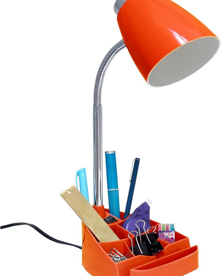 Simple Designs LD1002-ORG Gooseneck Organizer Desk Lamp with iPad Tablet Stand Book Holder, Orange - LeafyLoom