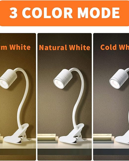 EAGLOD LED 3 Brightness Clamp Light，Portable Clip Light LED Lamp, USB Plug Clip on Desk Lamp,360°Flexible Gooseneck Night Reading Light,Desk/Table Bedside Headboard,Nail Art,Tattoo Lamp - LeafyLoom