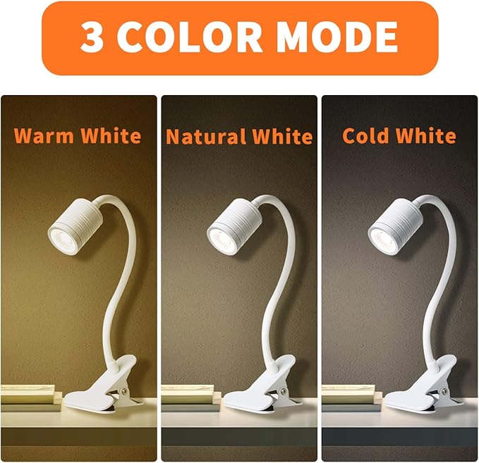 EAGLOD LED 3 Brightness Clamp Light，Portable Clip Light LED Lamp, USB Plug Clip on Desk Lamp,360°Flexible Gooseneck Night Reading Light,Desk/Table Bedside Headboard,Nail Art,Tattoo Lamp - LeafyLoom