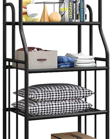 Shelving Unit Bakers Rack Metal Storage Shelves Laundry Shelf Organizer Standing Shelf Units for Laundry Kitchen Bathroom Pantry Closet Indoor and Outdoor (5 Tier, Black) - LeafyLoom