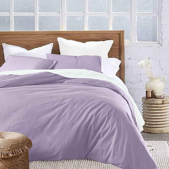 Light Purple Comforter Set Queen Size, 3 Piece Lavender Aesthetic Modern Bedding Set - Soft & Lightweight All Season Microfiber Down Alternative Bed Comforter with 2 Pillow Shams for Women Girls - LeafyLoom