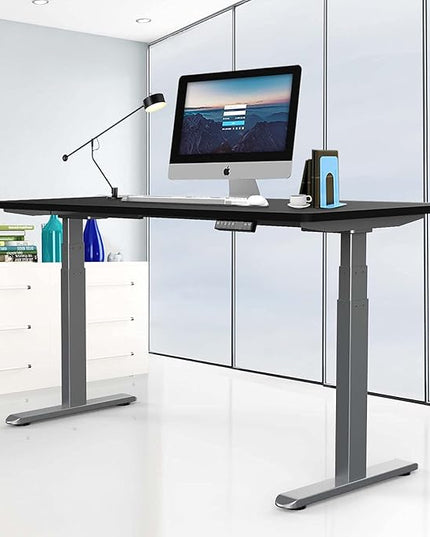 AIMEZO Standing Desk Frame, Dual Motor Electric Height Adjustable Sit Stand Desk Frame with 4 Memory Preset Button, USB Charging Port for Home Office (3 Tier Legs, Gray) - LeafyLoom