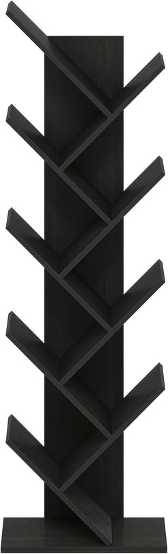 Furinno Bookshelf 9-Tier Floor Standing Tree Bookcase, Espresso - LeafyLoom