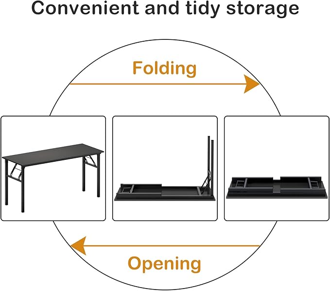 Need Home Office Desk - 60 Inches Large Computer Desk Sturdy Black Table Foldable Desk Gaming Computer Table No Assembly Required AC5CB 60 inch - LeafyLoom