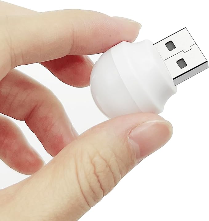 USB Night Light, LED Mini Light Bulb, Plug in Night Light, Flexible Ambient Light, USB Light Bulb for Bedroom, Bathroom, Hallway，Emergency Lighting, Car USB Light (8 Pack,White) - LeafyLoom