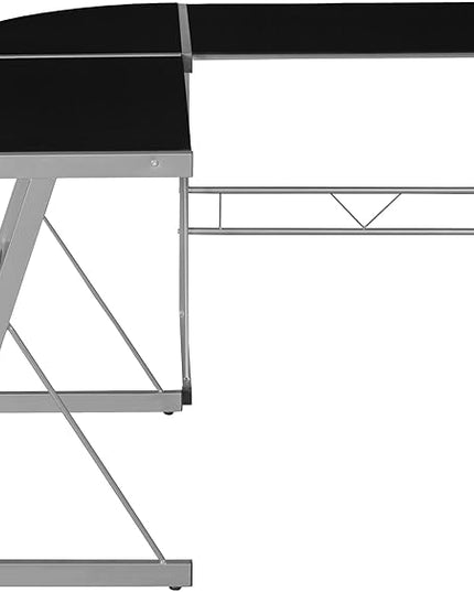 Regency Home Corner Desk, 60 inch, Black Glass - LeafyLoom