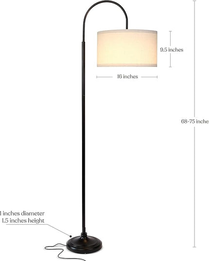 Brightech Nora Bright Arc Tall Lamp, Contemporary LED Floor Lamp, Standing Lamp for Living Rooms & Offices, Mid-Century Modern Standing Lamp with Heavy Base for Bedroom - Black - LeafyLoom