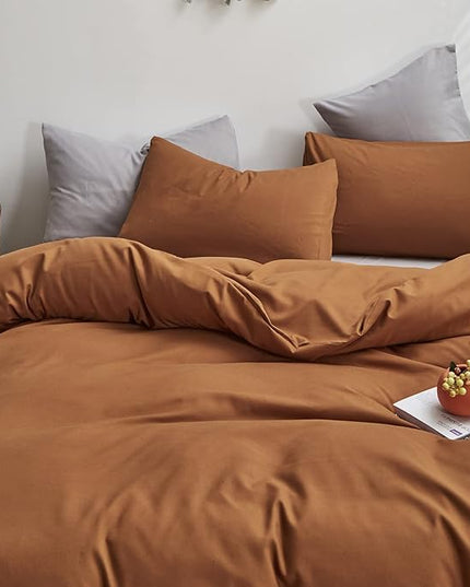 Pumpkin Color Comforter Sets Cinnamon Color Bedding Set King 3 PCs Pumpkin Comforter Sets Women Breathable Soft Burnt Orange Bedroom Collection Solid Rust Color Adults Pumpkin Bedding King - LeafyLoom