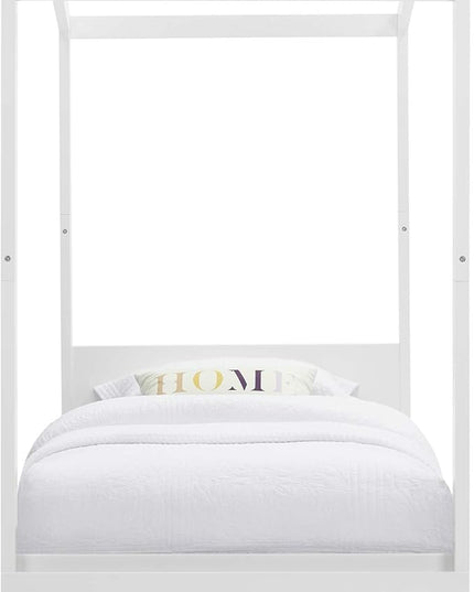 Delta Children Poppy House Wood Twin Bed, Platform Bed - No Box Spring Needed, Bianca White - LeafyLoom