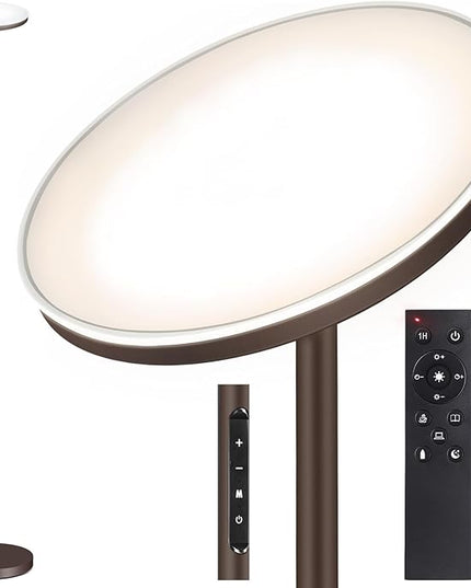 OUTON Floor Lamp, 30W/3000LM LED Modern Torchiere Sky Lamp, Dimmable Bright Standing Tall Lamp with 4 Color Temperatures, 1 Hour Timer, Remote Touch Control for Living Room Bedroom, Office, Bronze - LeafyLoom