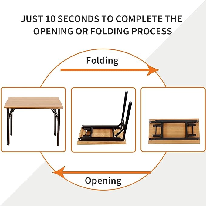 Need Folding Desk for Home Office 39-3/8 inch Length Modern Folding Table Computer Desk No Install Needed Rustic Brown Desktop Black Frame AC5FB(100 * 60) - LeafyLoom