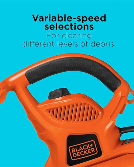 BLACK+DECKER 3-in-1 Electric Leaf Blower, Leaf Vacuum/Mulcher, Corded, 12-Amp (BV6600) - LeafyLoom
