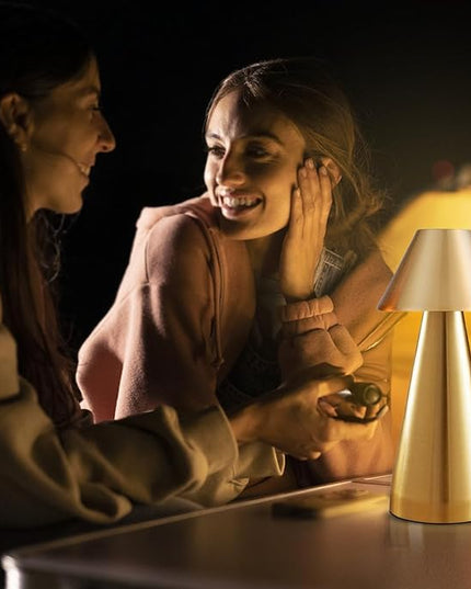 Portable Metal Desk Lamp, Cordless Metal LED Table Lamp,3 Color Touch Control Rechargeable Lamp,3-Levels Brightness Room Decor Desk Lamp,Bedside Lamp,Dining Room Lamp (Gold) - LeafyLoom