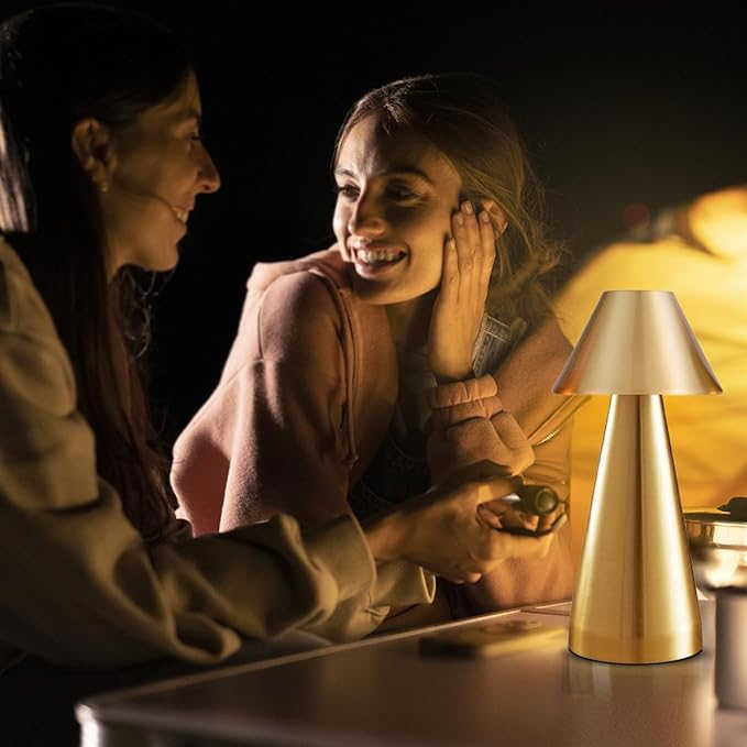 Portable Metal Desk Lamp, Cordless Metal LED Table Lamp,3 Color Touch Control Rechargeable Lamp,3-Levels Brightness Room Decor Desk Lamp,Bedside Lamp,Dining Room Lamp (Gold) - LeafyLoom