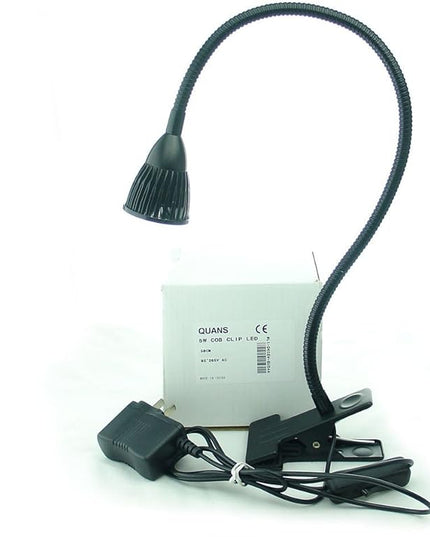 5W Clip on Clamp Gooseneck COB LED Desk Table Light lamp Cool White 19inch Neck Black - LeafyLoom