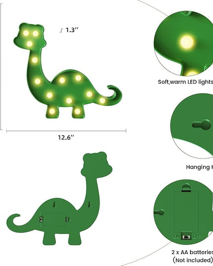 Green Dinosaur Party Decorations, Dinosaur Room Decor, Battery Powered Dinosaur Light, Dinosaur Wall Decor, Dinosaur Birthday Decorations - LeafyLoom