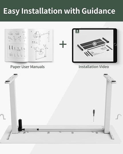 FEZIBO Electric Standing Desk, 40 x 24 Inches Height Adjustable Stand up Desk, Sit Stand Home Office Desk, Computer Desk, White - LeafyLoom