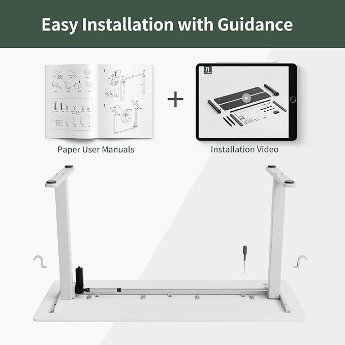 FEZIBO Electric Standing Desk, 40 x 24 Inches Height Adjustable Stand up Desk, Sit Stand Home Office Desk, Computer Desk, White - LeafyLoom