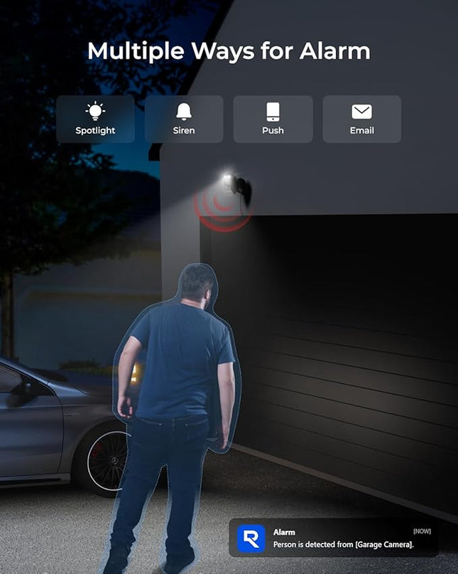 REOLINK Wireless Outdoor Security Camera Lumus 2K(Black), 4MP Spotlight Color Night Vision, 2.4/5GHz Dual-Band WiFi Plug in Camera, Smart Person/Vehicle/Animal Detection, Two-Way Talk, Local Storage REOLINK