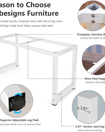 Tribesigns Computer Desk, 63 inch Large Office Desk Computer Table Study Writing Desk for Home Office, White - LeafyLoom
