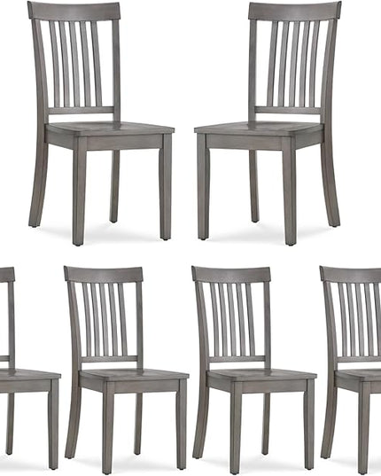 COLAMY Wooden Dining Chairs Set of 6, Spindle High Back Windsor Kitchen Side Chair, Farmhouse Dining Chairs for Kitchen and Dining Room, Light Grey - LeafyLoom