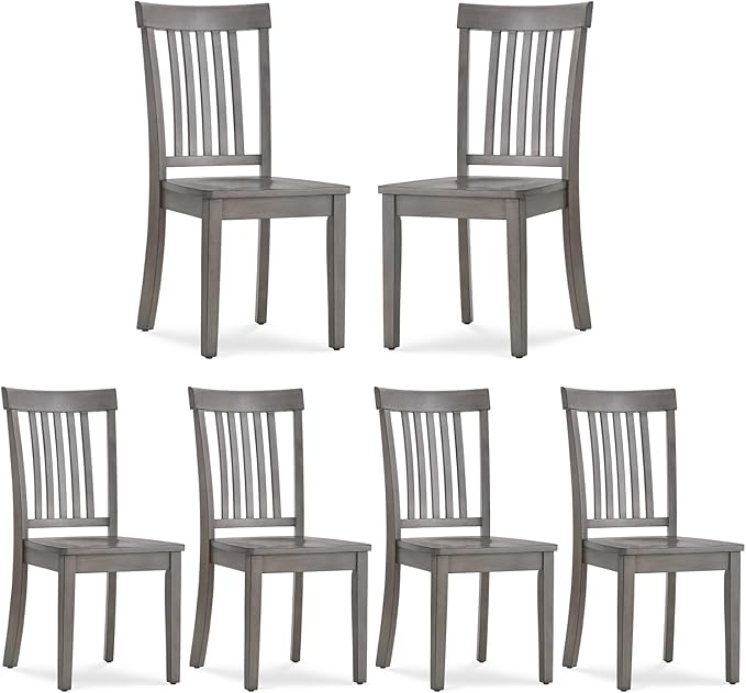 COLAMY Wooden Dining Chairs Set of 6, Spindle High Back Windsor Kitchen Side Chair, Farmhouse Dining Chairs for Kitchen and Dining Room, Light Grey - LeafyLoom