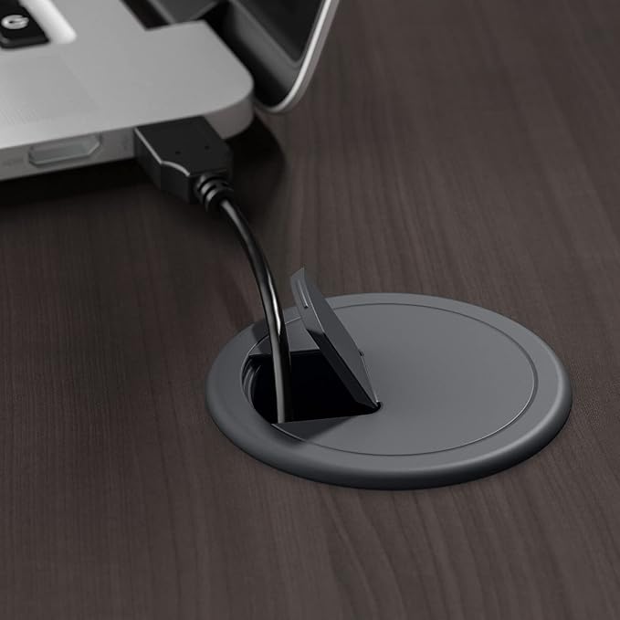 Bush Furniture Cabot Desks for Home Office with Storage and Chrome Hardware | Elegant Computer Table with Drawers, 72W, Heather Gray - LeafyLoom