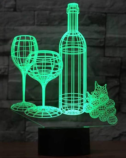 Wine Cup Bottle Night Light Touch Switch Table Desk 3D Optical Illusion Lamp, USB Powered 7 Color Changing Acrylic Flat Lights Birthday Gift Toys Home Bedroom Bedside Bar Decoration - LeafyLoom
