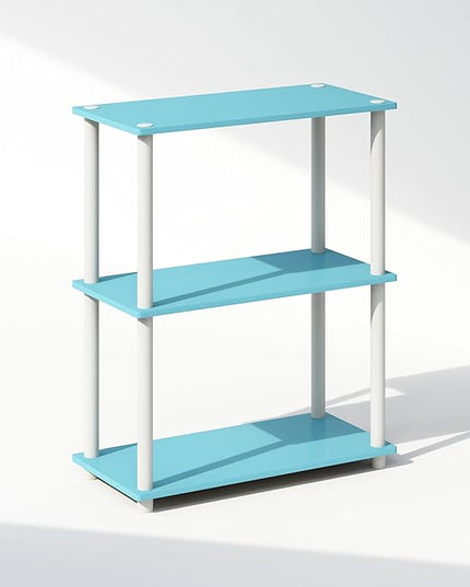 Furinno Turn-N-Tube 3-Tier Multipurpose Compact Display Rack, Shelving Unit, Bookcase, Light Blue/White - LeafyLoom