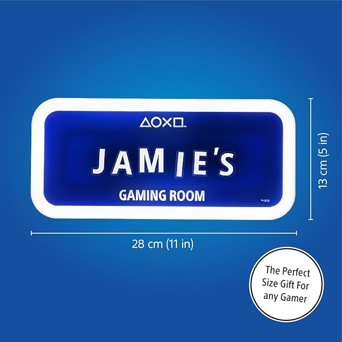 PlayStation Official Licensed Customizable LED Gaming Room Sign with Stickers, Gamer Gift Decor for Wall or Door by Paladone (Blue) - LeafyLoom