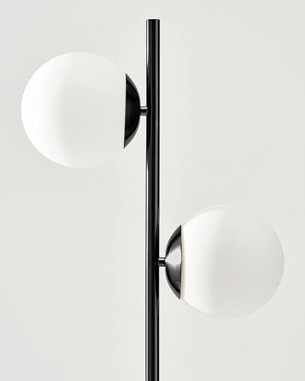 Brightech Sphere - Mid Century Modern 2 Globe Floor Lamp for Living Room Bright Lighting - Contemporary LED Standing Light for Bedrooms & Offices - Black Indoor Pole Light - LeafyLoom