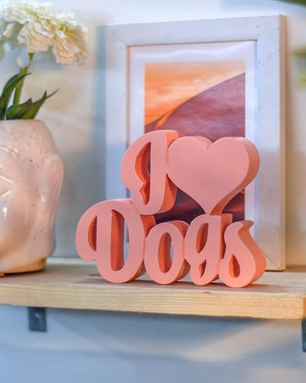 NUKKAD TALES I Love Dogs – Peach, Aesthetic table decor for home or office, desk or Shelf. Quirky room decoration showpiece, ideal for birthday gift, corporate gift, and inspiring wall decor - LeafyLoom