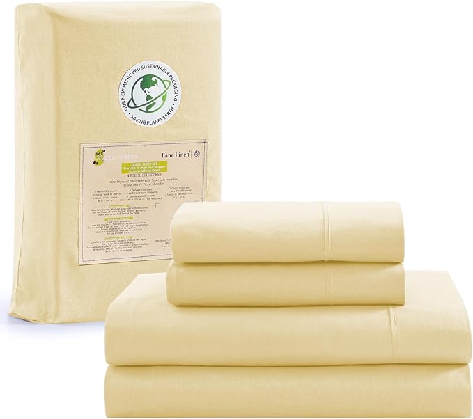 LANE LINEN Sheets RV Queen Size Bed Set, 4Pc 100% Organic Cotton Bed Sheets Short Queen Set, Premium Hotel Quality Bed Sheet Set, Percale Sheets, Breathable RV Queen size Sheets Deep Pocket – Vanilla - LeafyLoom
