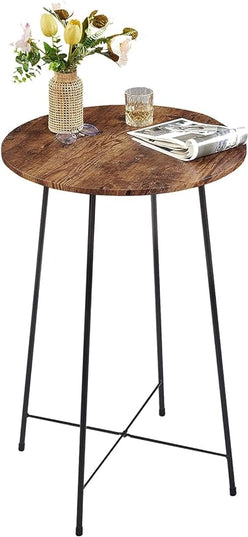 VECELO 23.6" Bar, Modern Bistro Pub Dining Room Furniture, Counter Height Wood Top for Breakfast Dinner Nap Conference, Easy Assembly,Brown, Round Table - LeafyLoom