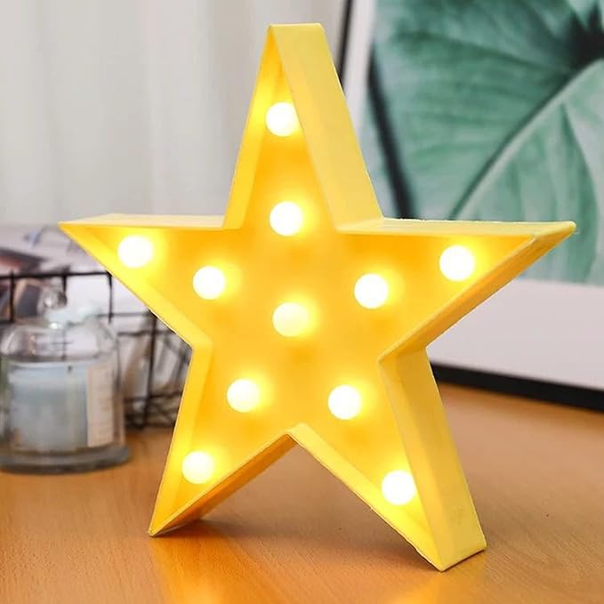 LED Star Sign Night Light, Can Be Hung On The Wall Kids Room Room Light, Suitable for Birthday Party, Holiday Decoration, Baby Room Nursery Decoration. (Yellow Stars) - LeafyLoom