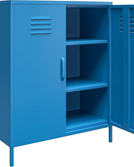 Novogratz Cache 2 Door Metal Locker Storage, Blue Cabinet - LeafyLoom