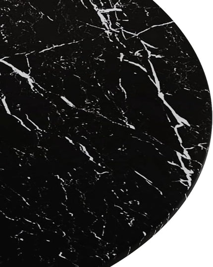 NicBex Dining Table Contemporary Kitchen Table Farmhouse Rustic 42.12" Round Dining Table with Printed Black Marble Table Top, Metal Base Dining Table, End Table Leisure Coffee Table, Black Marble - LeafyLoom