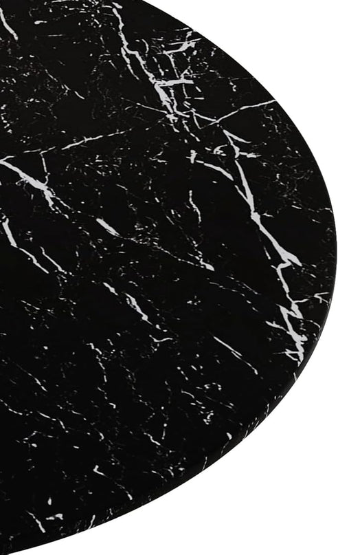 NicBex Dining Table Contemporary Kitchen Table Farmhouse Rustic 42.12" Round Dining Table with Printed Black Marble Table Top, Metal Base Dining Table, End Table Leisure Coffee Table, Black Marble - LeafyLoom