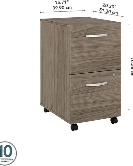 Bush Furniture HYF116MHSU-Z Bush Business Furniture Hybrid 2-Drawer Mobile File Cabinet, Letter/Legal, Modern Hickory, 20-Inch - LeafyLoom