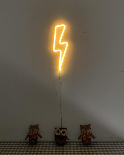Neon Signs Lightning Bolt Battery Operated and USB Powered Warm White Art LED Decorative Lights Wall Decor for Living Room Office Christmas Wedding Party Decoration(NELNB) - LeafyLoom
