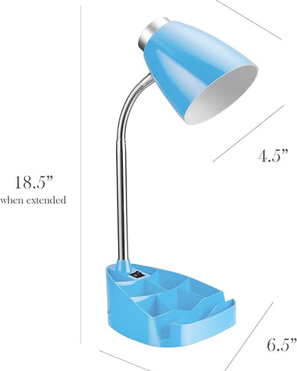 Simple Designs LD1002-BLU Gooseneck Organizer Desk Lamp with iPad Tablet Stand Book Holder, Blue - LeafyLoom