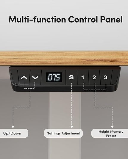 BANTI Electric Standing Desk with Drawer, Adjustable Height Sit Stand Up Desk, Home Office Desk Computer Workstation, 48x24 Inches, Ligh Vintage Brown - LeafyLoom