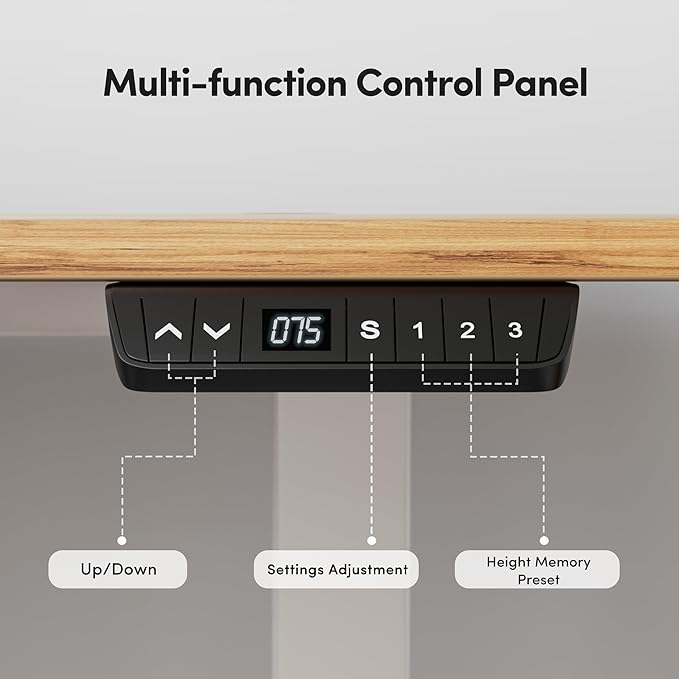 BANTI Electric Standing Desk with Drawer, Adjustable Height Sit Stand Up Desk, Home Office Desk Computer Workstation, 48x24 Inches, Ligh Vintage Brown - LeafyLoom
