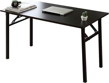 SDHYL 55in ches No Assembly Foldable Computer Desk for Home Office Workstation, Study and Writing, Black - LeafyLoom