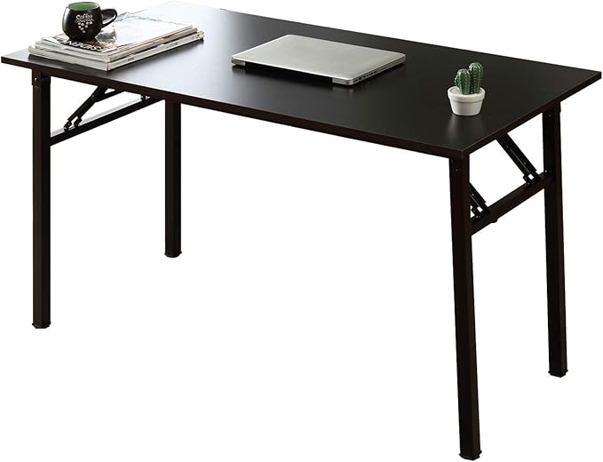 SDHYL 55in ches No Assembly Foldable Computer Desk for Home Office Workstation, Study and Writing, Black - LeafyLoom